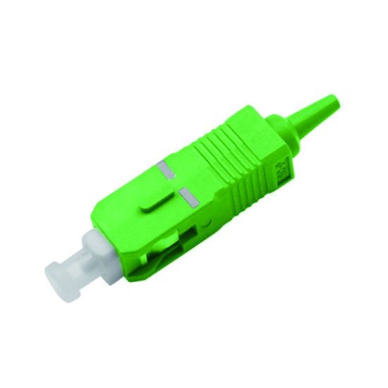 SC APC Flat Drop Cable Fiber Optic Connector with 1310-1550 nm Wavelength, ≤ 0.3 dB Insertion Loss, and ≥ 55 dB Return Loss