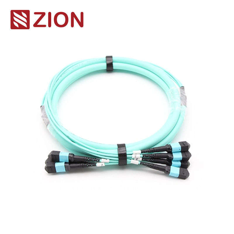 48F MTP OM3 High-Density Low Insertion Loss Fiber Optic Trunk Cable for Data Centers